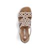 Rieker Lattice Cut Block Heel Sandal - Beige Sparkle